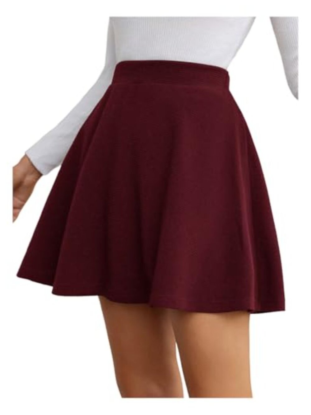 High Waisted A-Line Mini Skirt Polyester Elastane Casual Fall